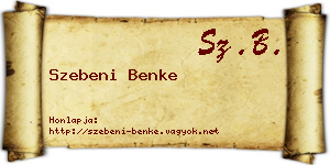 Szebeni Benke névjegykártya